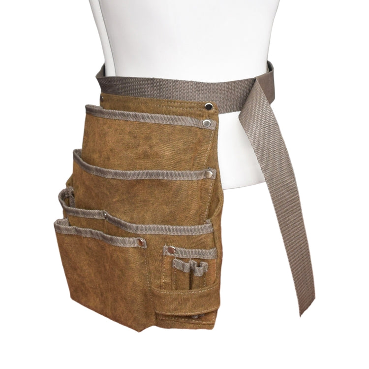 MTP-479 Adjustable Canvas Tool Storage Waist Bag Multi-Pocket Wear-Resistant Tool Stoarge Apron(Mud Color)