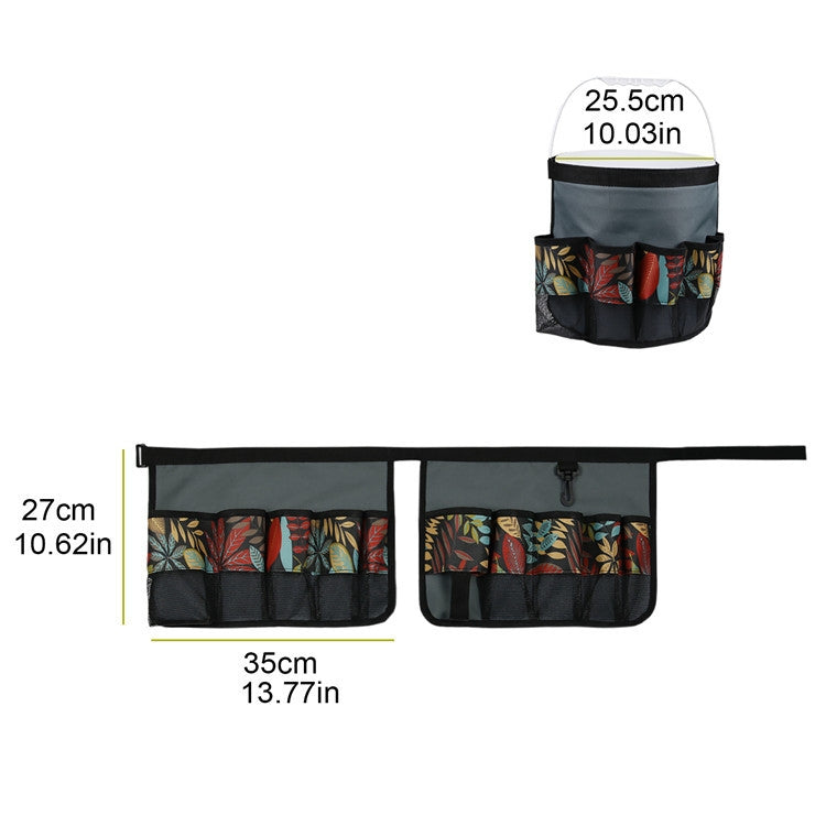 5 Gallon Oxford Cloth Round Bucket Garden Tool Bag Multi-Pocket Portable Outdoor Garden Tool Storage Bag(Gray Flower)