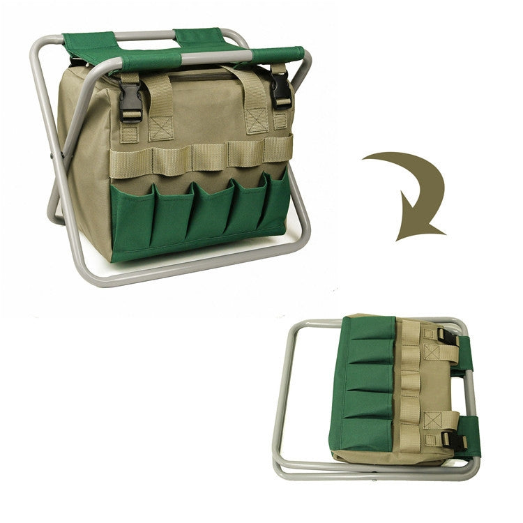 Detachable Garden Folding Stool Multifunctional Garden Tool Storage Bag Gardening Stool( Gray Tube)