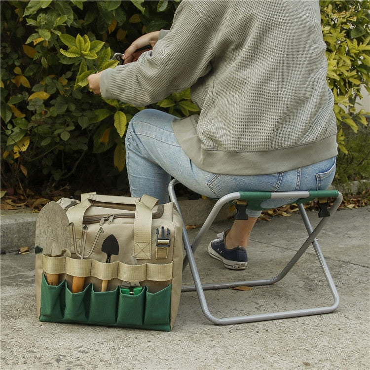 Detachable Garden Folding Stool Multifunctional Garden Tool Storage Bag Gardening Stool( Gray Tube)