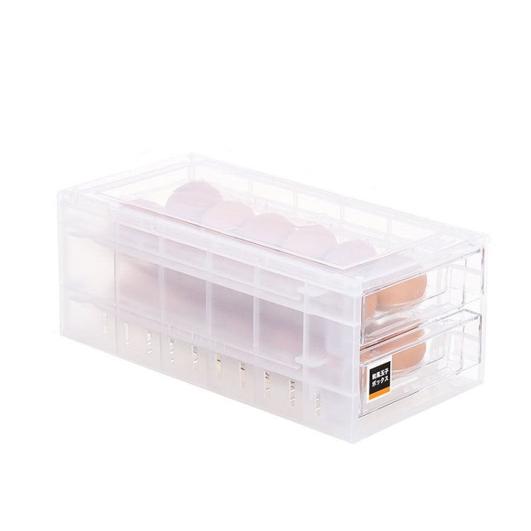 Double Layer 24 Grids Drawer Type Egg Storage Box Can Stack The Kitchen Refrigerator Fresh-Keeping Box(Transparent)