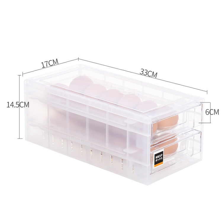 Double Layer 24 Grids Drawer Type Egg Storage Box Can Stack The Kitchen Refrigerator Fresh-Keeping Box(Transparent)