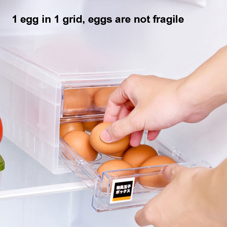 Double Layer 24 Grids Drawer Type Egg Storage Box Can Stack The Kitchen Refrigerator Fresh-Keeping Box(Transparent)