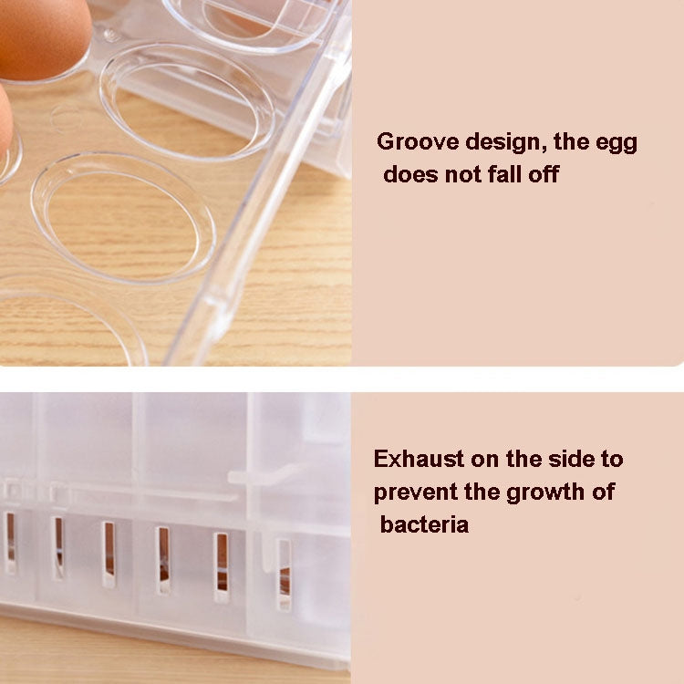 Double Layer 24 Grids Drawer Type Egg Storage Box Can Stack The Kitchen Refrigerator Fresh-Keeping Box(Transparent)