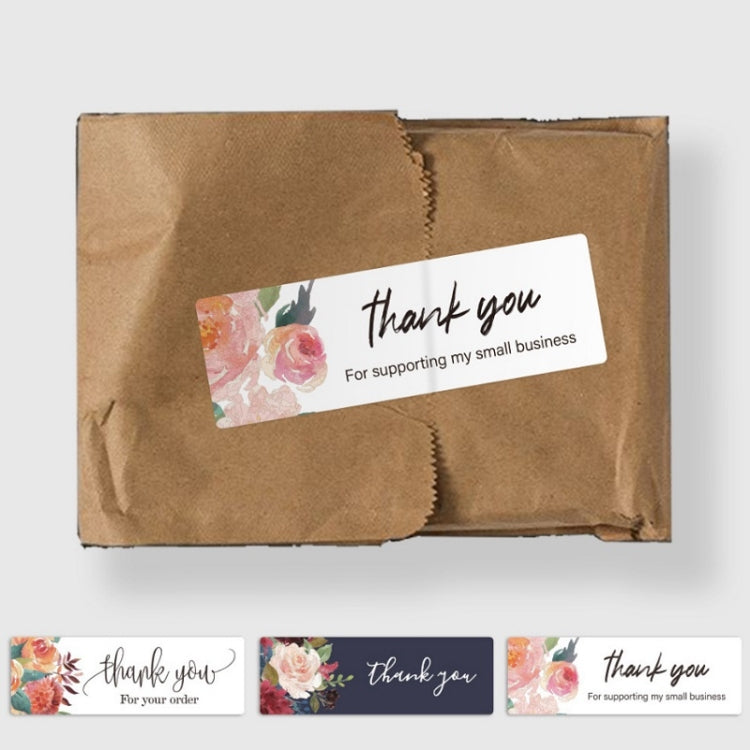 10 PCS Thank You Flower Sticker Gift Wrap Sealing Sticker, Size: 1x3 Inch