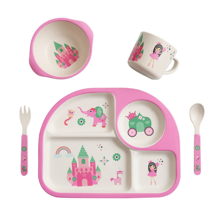 5 PCS/set Eco-friendly Bamboo Fiber Baby Plate Dishes 4 Slots Children Tableware Dishes Dinnerware