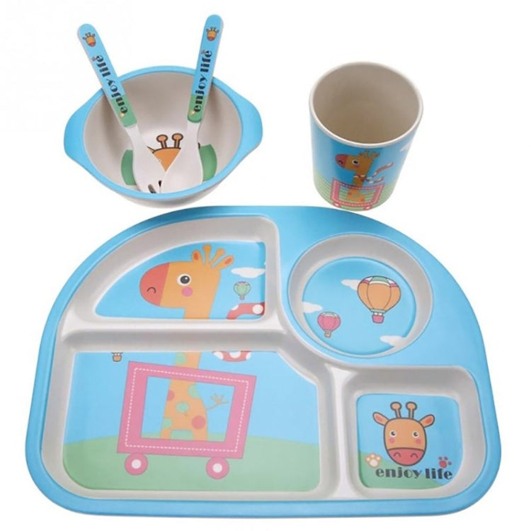5 PCS/set Eco-friendly Bamboo Fiber Baby Plate Dishes 4 Slots Children Tableware Dishes Dinnerware