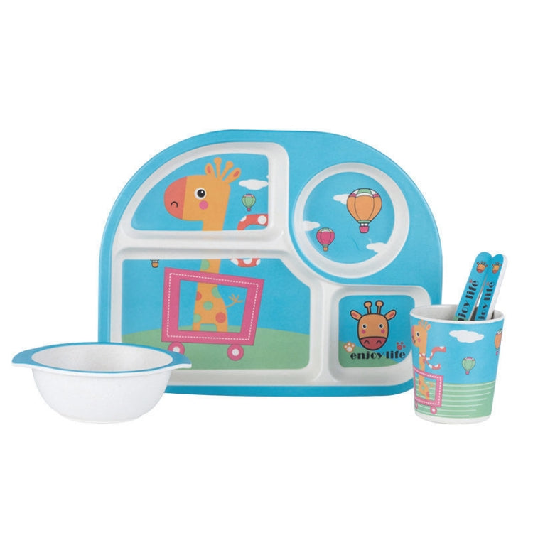 5 PCS/set Eco-friendly Bamboo Fiber Baby Plate Dishes 4 Slots Children Tableware Dishes Dinnerware