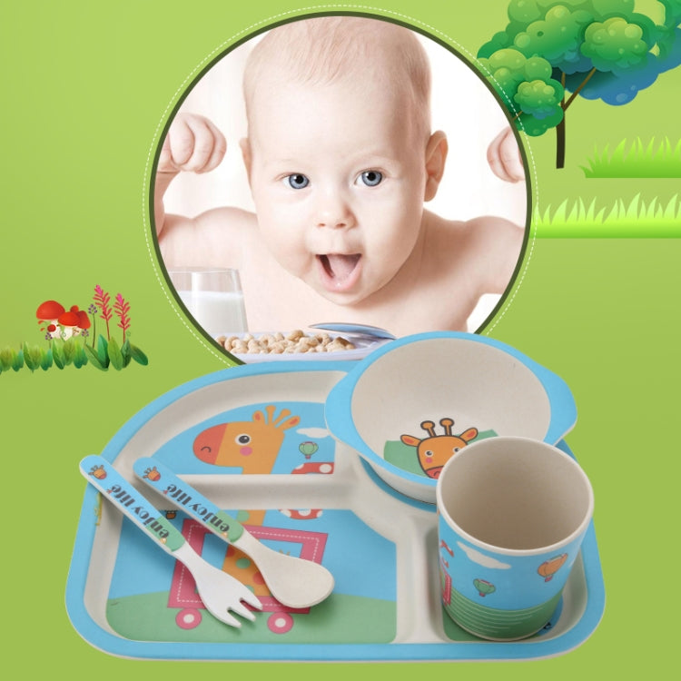 5 PCS/set Eco-friendly Bamboo Fiber Baby Plate Dishes 4 Slots Children Tableware Dishes Dinnerware