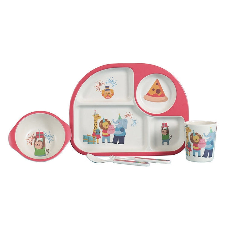 5 PCS/set Eco-friendly Bamboo Fiber Baby Plate Dishes 4 Slots Children Tableware Dishes Dinnerware