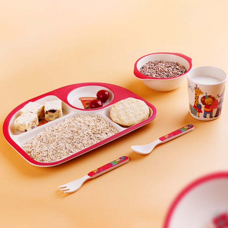 5 PCS/set Eco-friendly Bamboo Fiber Baby Plate Dishes 4 Slots Children Tableware Dishes Dinnerware