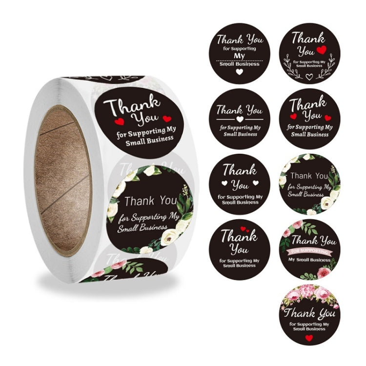 Round Thank You Sticker Floral Decoration Gift Envelope Sealing Sticker, Size: 2.5cm / 1 Inch