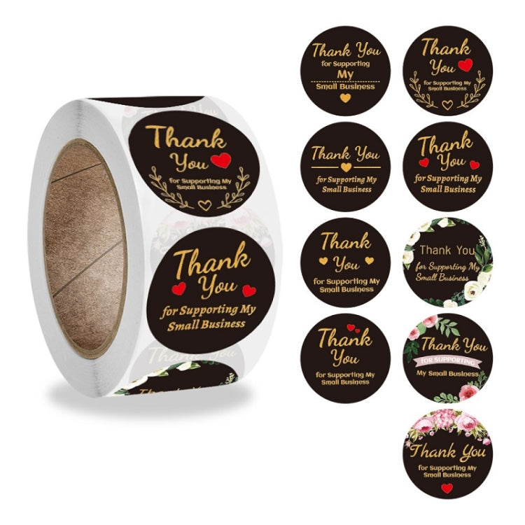 Round Thank You Sticker Floral Decoration Gift Envelope Sealing Sticker, Size: 2.5cm / 1 Inch
