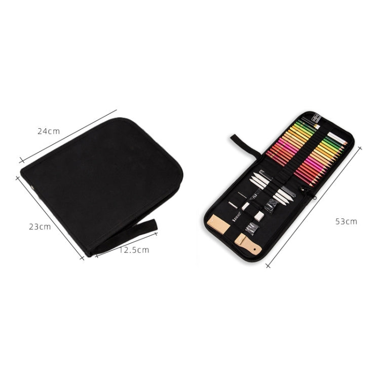 2 PCS 36-Hole Canvas Folding Pen Curtain Sketch Pencil Color Lead Storage Bag(Black)