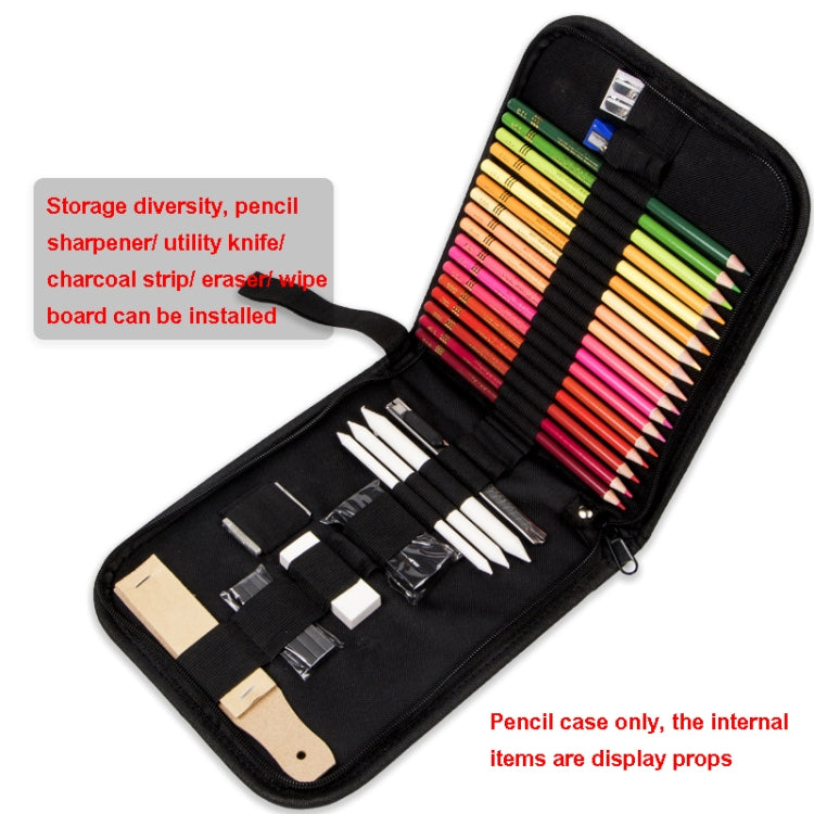 2 PCS 36-Hole Canvas Folding Pen Curtain Sketch Pencil Color Lead Storage Bag(Black)