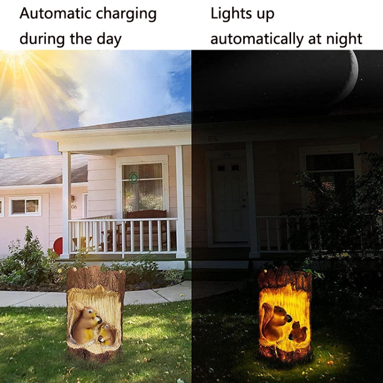 Solar Squirrel Tree Stump Christmas Decoration Light Garden Holiday Atmosphere Outdoor Landscape Light(Warm Light)