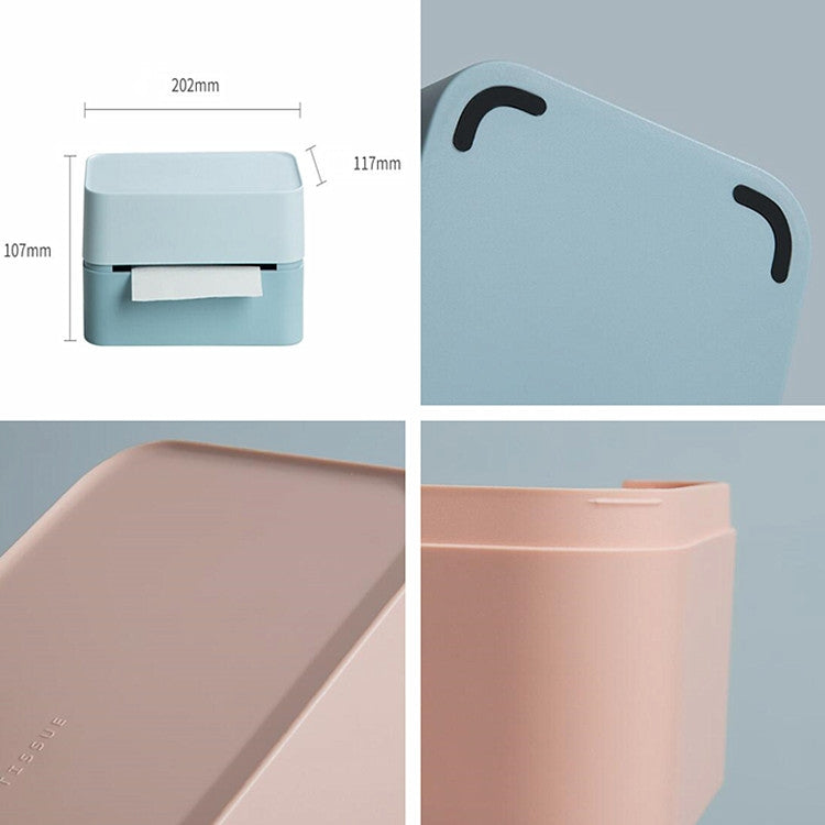 Simple Tissue Box Living Room Coffee Desk Tissue Storage Box(Haze Blue)