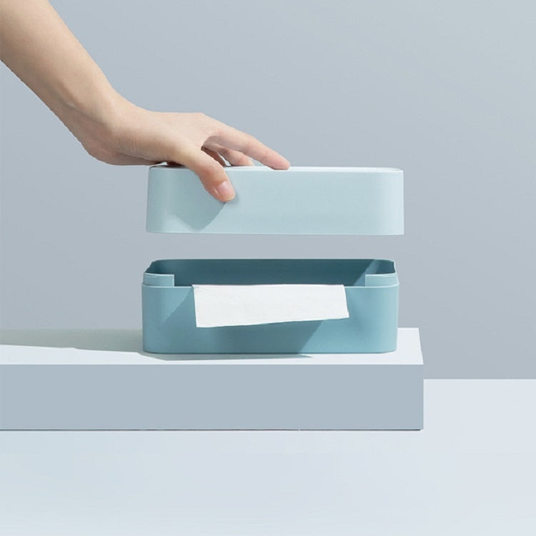 Simple Tissue Box Living Room Coffee Desk Tissue Storage Box(Haze Blue)