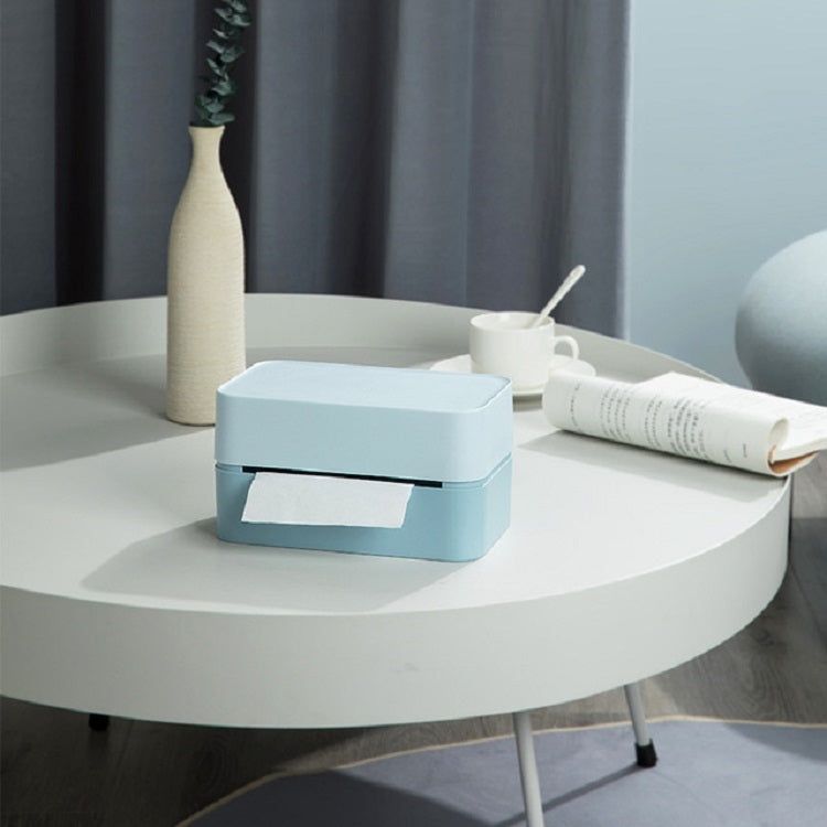 Simple Tissue Box Living Room Coffee Desk Tissue Storage Box(Haze Blue)