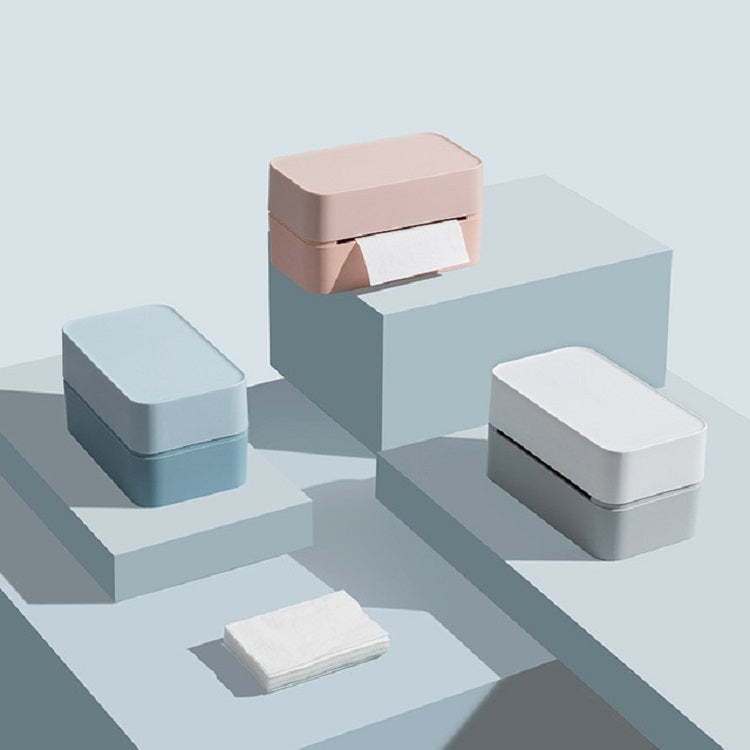 Simple Tissue Box Living Room Coffee Desk Tissue Storage Box(Haze Blue)