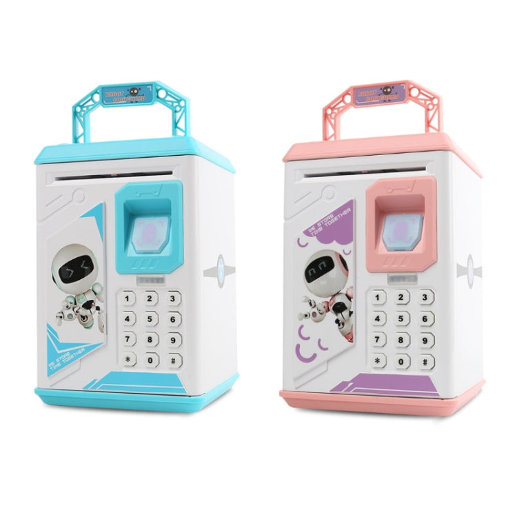Children Cartoon Simulation Fingerprint Unlock Password Piggy Bank, Specification:Battery (Blue)