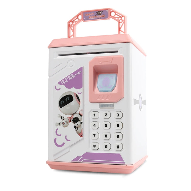 Children Cartoon Simulation Fingerprint Unlock Password Piggy Bank, Specification:Battery (Pink)