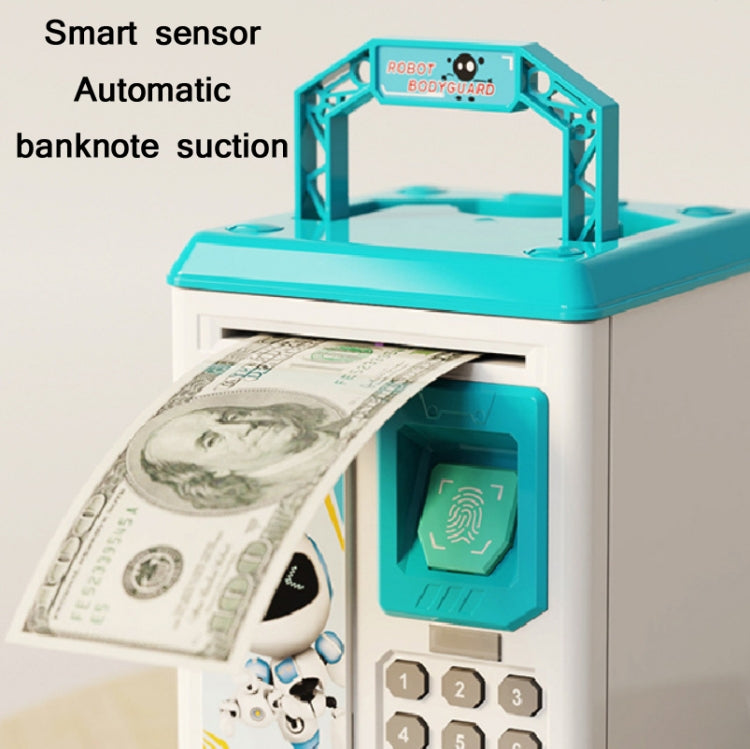 Children Cartoon Simulation Fingerprint Unlock Password Piggy Bank, Specification:Battery (Pink)