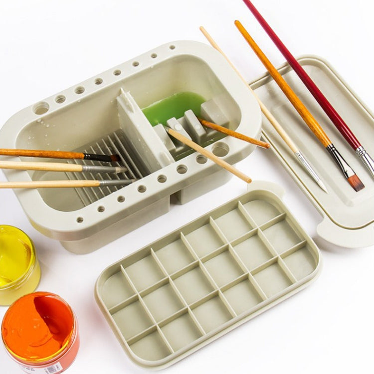 2 PCS Fine Art Oil Painting Students Multi-Purpose Pen-Washing Bucket Three-In-One Brush Holder With Palette Inside(Hand-held)