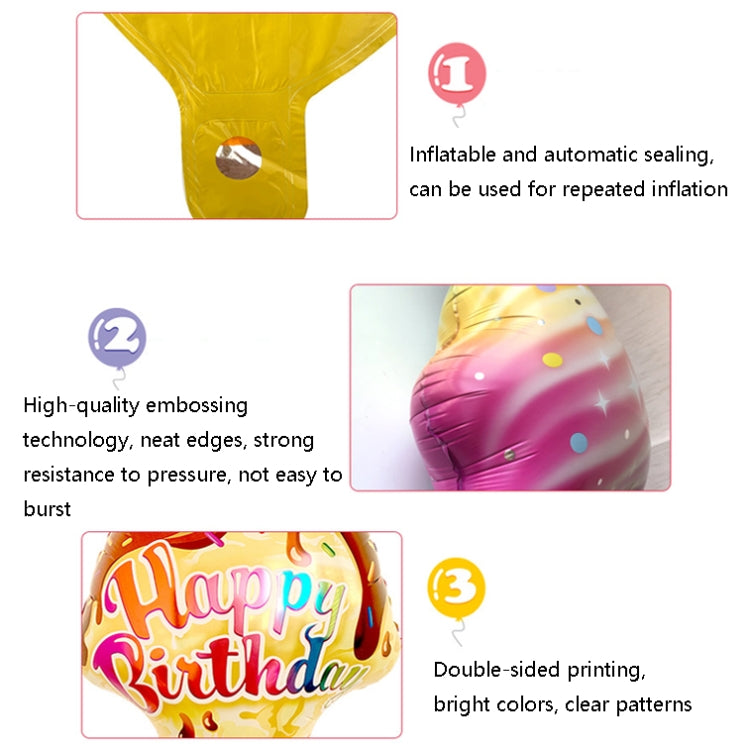 10 PCS 5050 Large Ice Cream Aluminum Balloon Children Birthday Party Atmosphere Decorative Balloon, Specification: Ice Cream Green