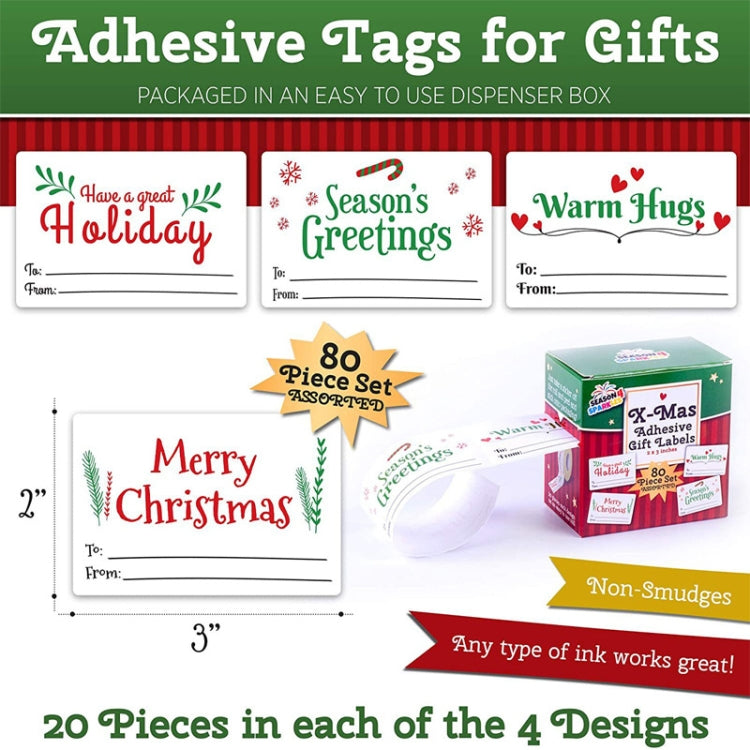 LG-210730-7050-008 Christmas Sticker Holiday Decoration Self-Adhesive Gift Tag Sticker, Size: 75 x 50mm(White)
