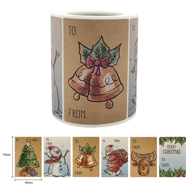 LG-210730-7050-001 Rectangular Christmas Sticker Holiday Decoration Self-Stick Product Label, Size: 75x50mm