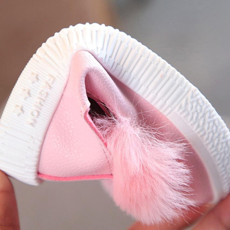 Girls Rabbit Ears Furry Flat Bottom Shoes, Shoe Size:25