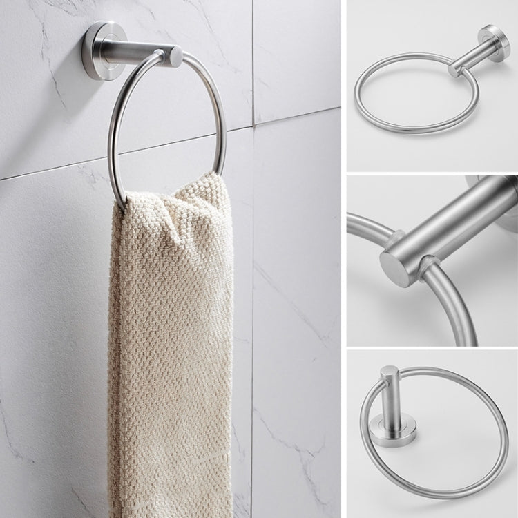 304 Stainless Steel With Grooved Bathroom Pendant Bathroom Shelf,Style: Wire Drawing  Towel Ring