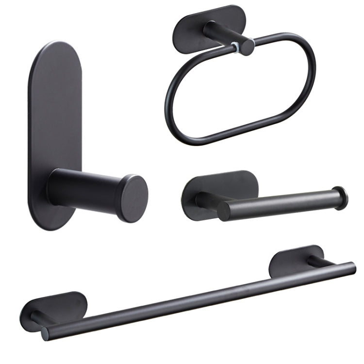 Punch-Free 304 Stainless Steel Black Series Bathroom Hardware Pendant Rack,Style: Toilet Paper Holder