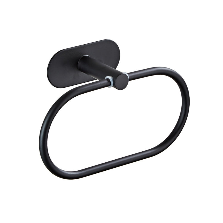 Punch-Free 304 Stainless Steel Black Series Bathroom Hardware Pendant Rack,Style:  Towel Ring
