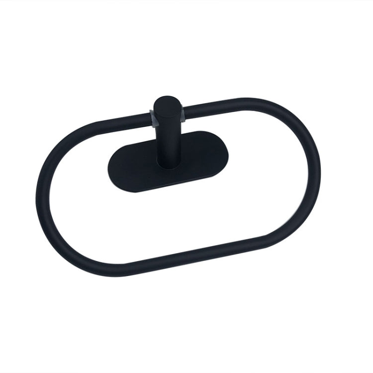 Punch-Free 304 Stainless Steel Black Series Bathroom Hardware Pendant Rack,Style:  Towel Ring