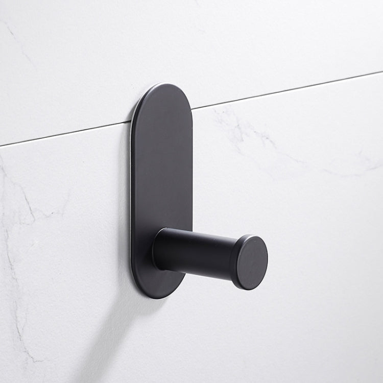 Punch-Free 304 Stainless Steel Black Series Bathroom Hardware Pendant Rack,Style: Single Hook
