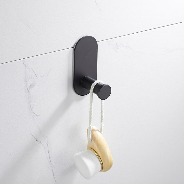 Punch-Free 304 Stainless Steel Black Series Bathroom Hardware Pendant Rack,Style: Single Hook