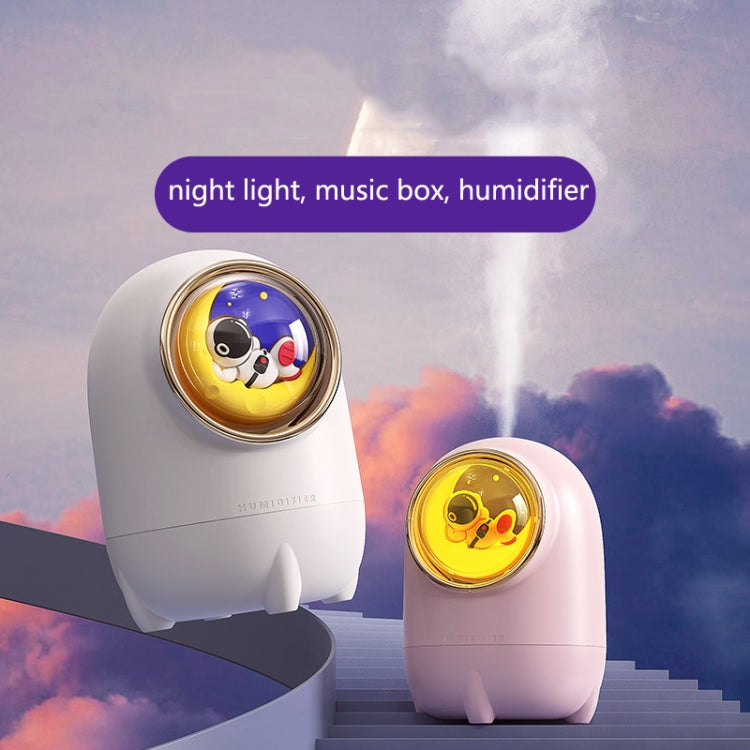 MJ033-A Music Box Battery Type Spaceship Desktop Home Silent Night Light Humidifier Car Air Atomizing Humidifier(White)