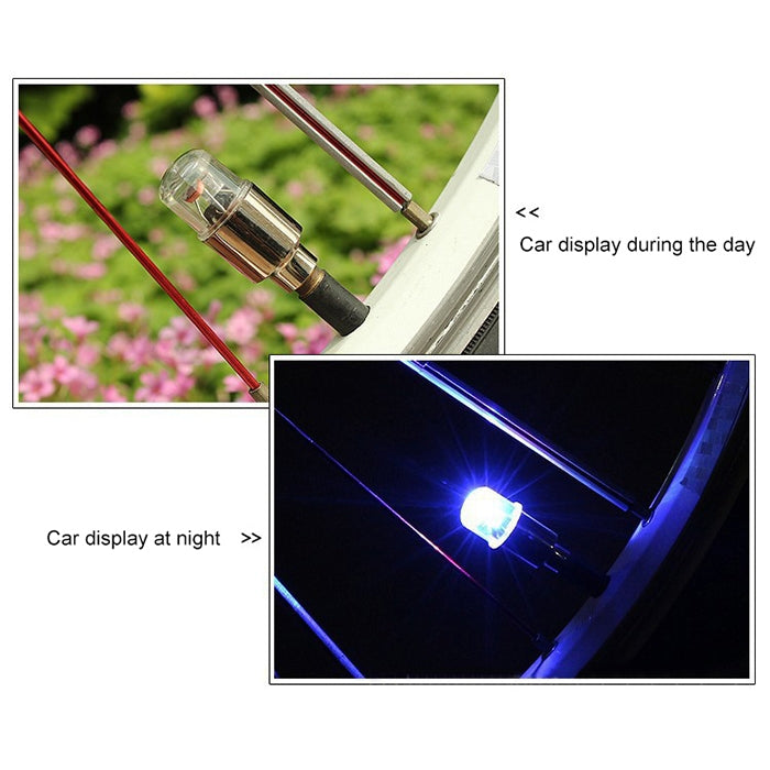 2 PCS Bike Supplies Neon Strobe LED Tire Valve Caps lights