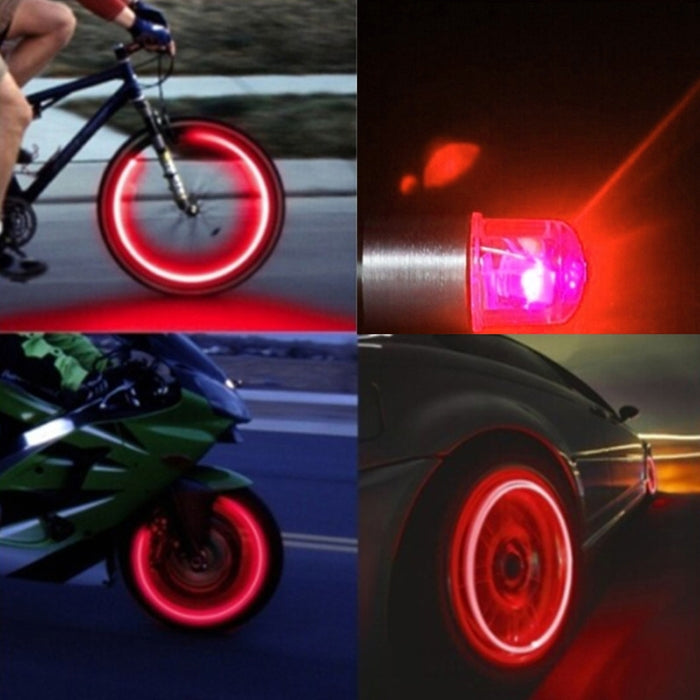 2 PCS Bike Supplies Neon Strobe LED Tire Valve Caps lights
