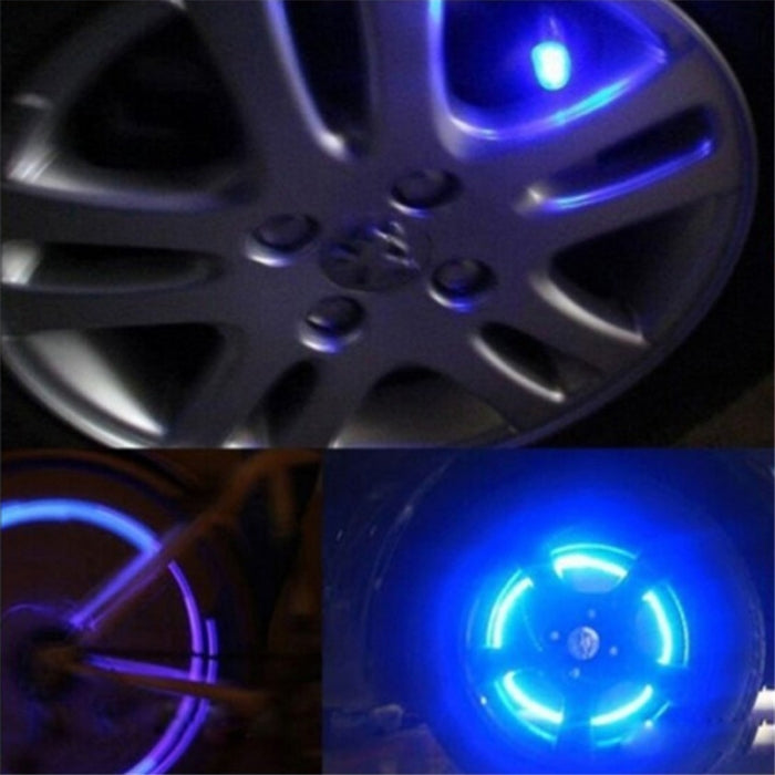 2 PCS Bike Supplies Neon Strobe LED Tire Valve Caps lights