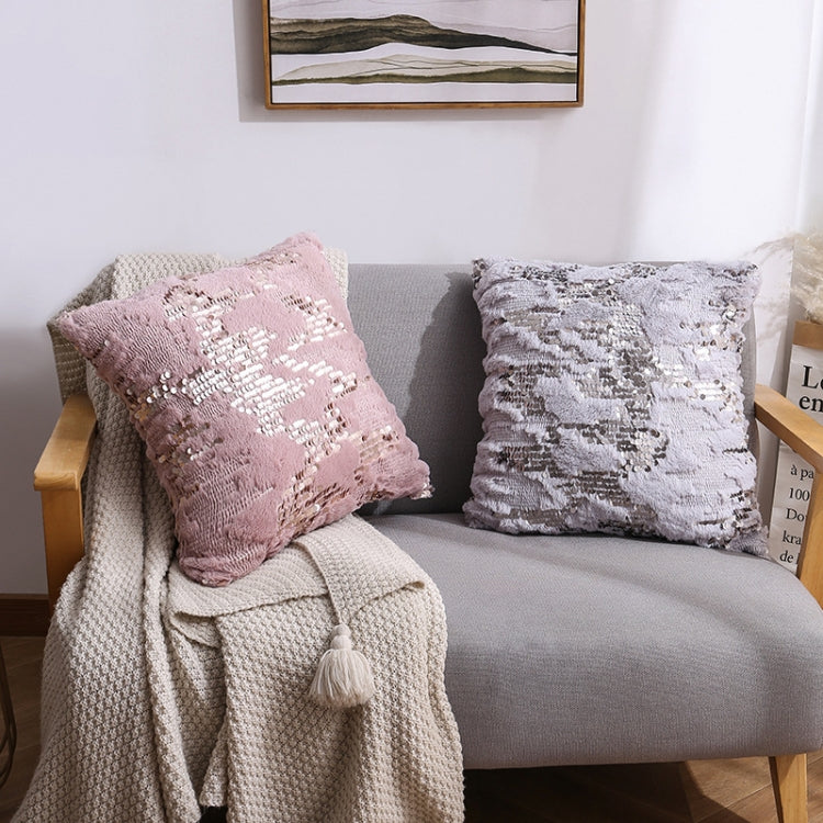 Double-sided Sequin Plush Pillowcase + Pillow Home Living Room Sofa Cushion, Specification: 40x40cm