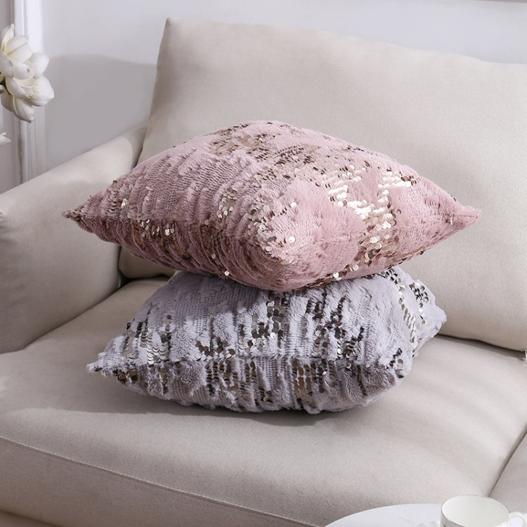 Double-sided Sequin Plush Pillowcase + Pillow Home Living Room Sofa Cushion, Specification: 40x40cm