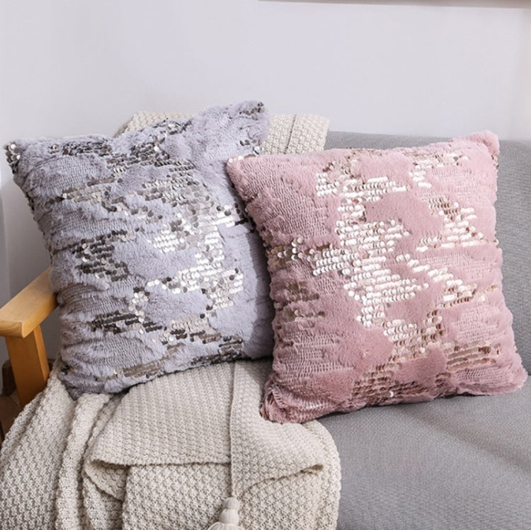 Double-sided Sequin Plush Pillowcase + Pillow Home Living Room Sofa Cushion, Specification: 40x40cm