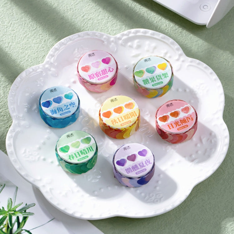 8 PCS Washi Tape Rainbow Fruit Tea Series Special-Shaped Hand-Painted Love Shape Hand Account Decoration Sticker