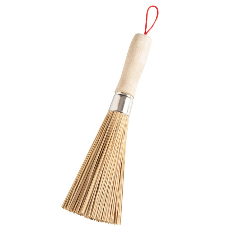 4 PCS SYRY-014 Hung Natural Bamboo Wood Long-Handled Bamboo Brush Kitchen Cleaning Brush Dishwashing Pot Rattan Handle Brush(Wood Color)