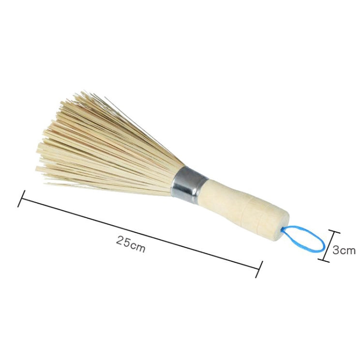 4 PCS SYRY-014 Hung Natural Bamboo Wood Long-Handled Bamboo Brush Kitchen Cleaning Brush Dishwashing Pot Rattan Handle Brush(Wood Color)