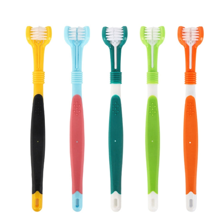 3 PCS 93044 Pet Supplies Pet Three-Head Toothbrush Multi-Angle Toothbrush