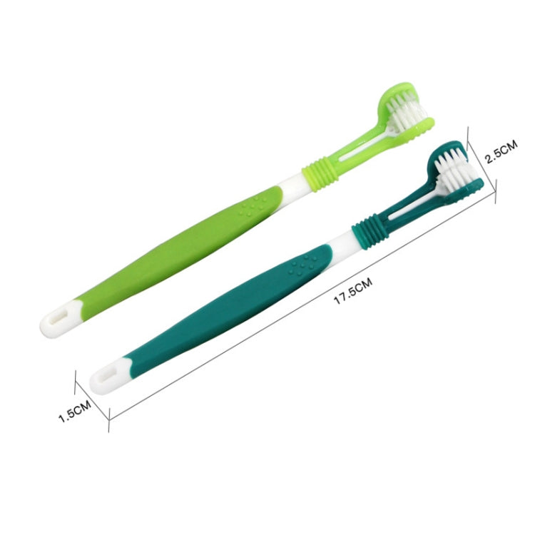 3 PCS 93044 Pet Supplies Pet Three-Head Toothbrush Multi-Angle Toothbrush
